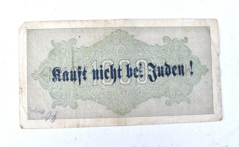 Third Reich Reichsmark Bank Note with anti Jew print