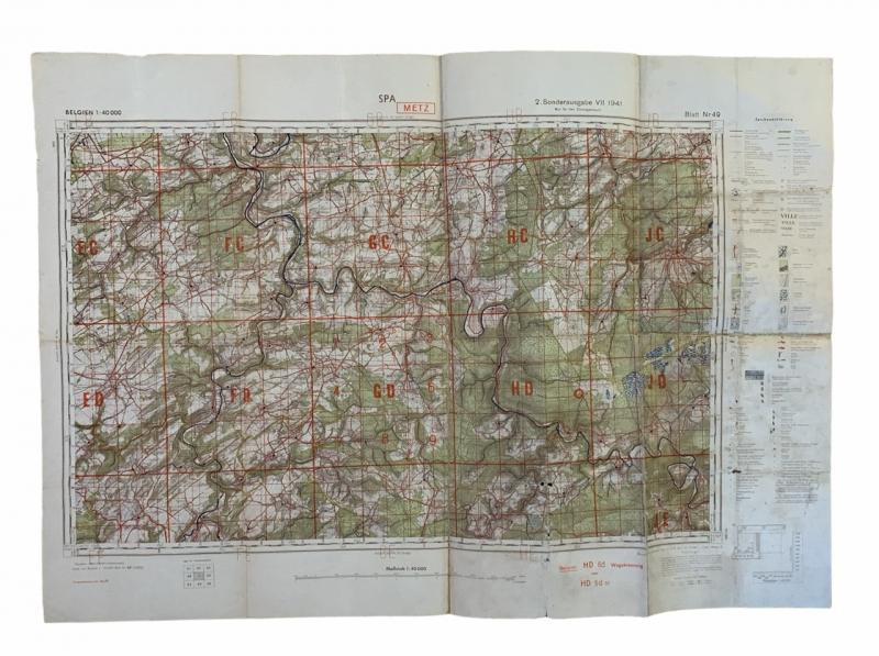 Wehrmacht Staff Road Map Spa Ardennes