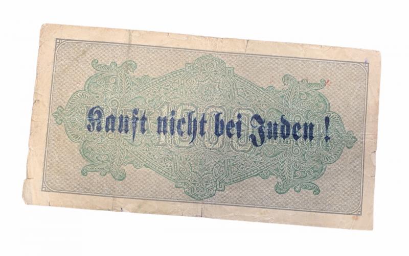 Third Reich Reichsmark Bank Note with anti Jew print