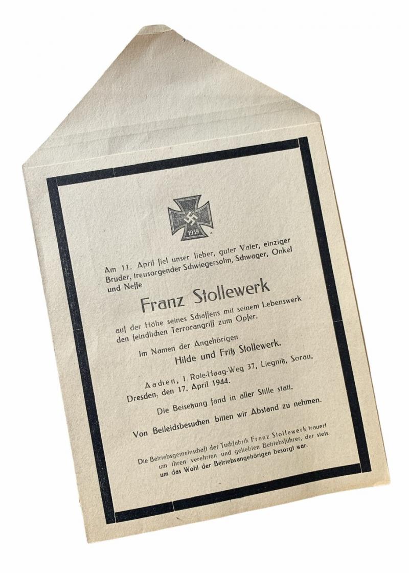 Death Notice Franz Stollenwerk