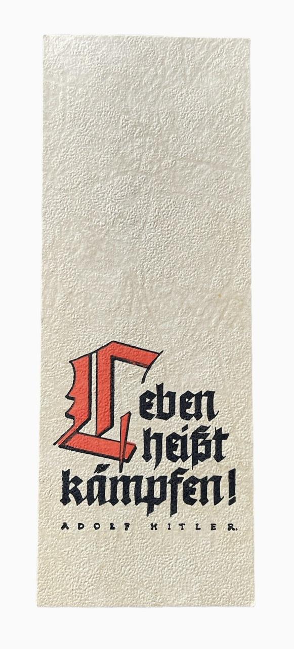 Third Reich Book Mark with Adolf Hitler Statement