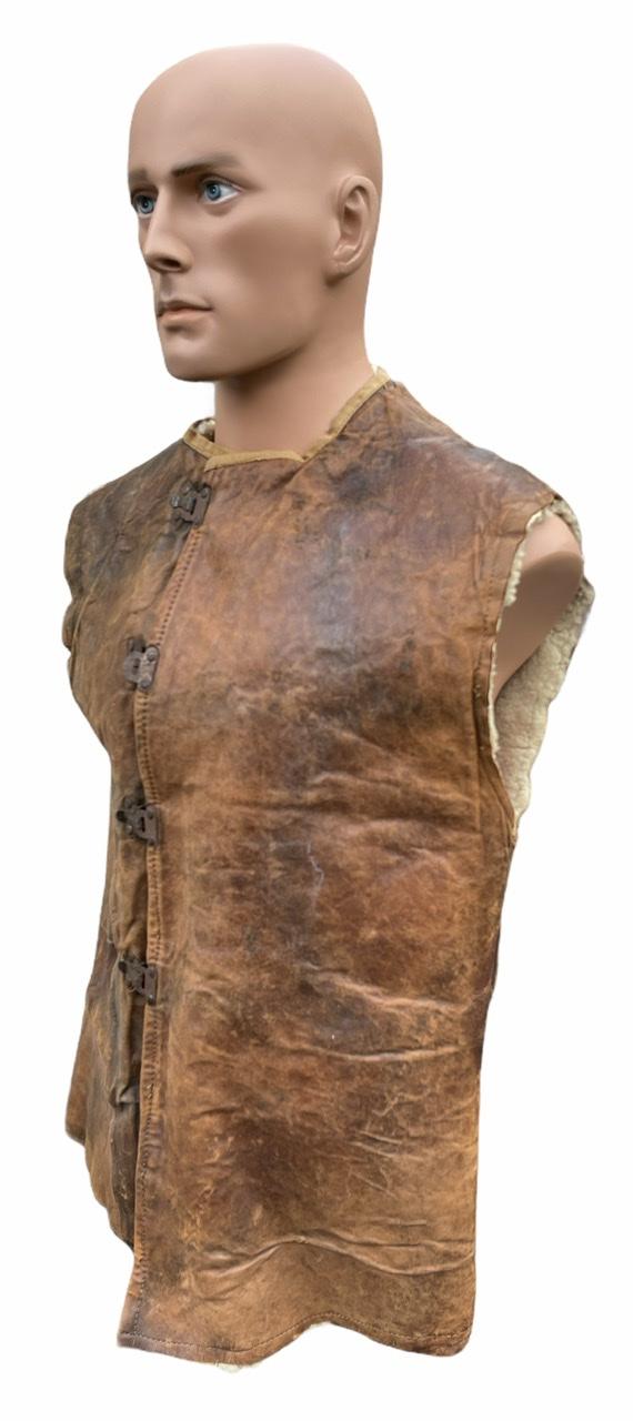 British WW2 leather camo Jerken with fur lining