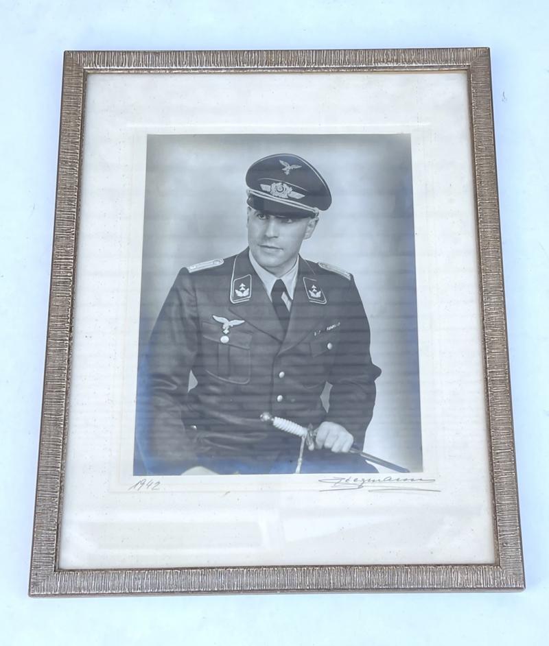 Big Framed Photograph Luftwaffe Officer