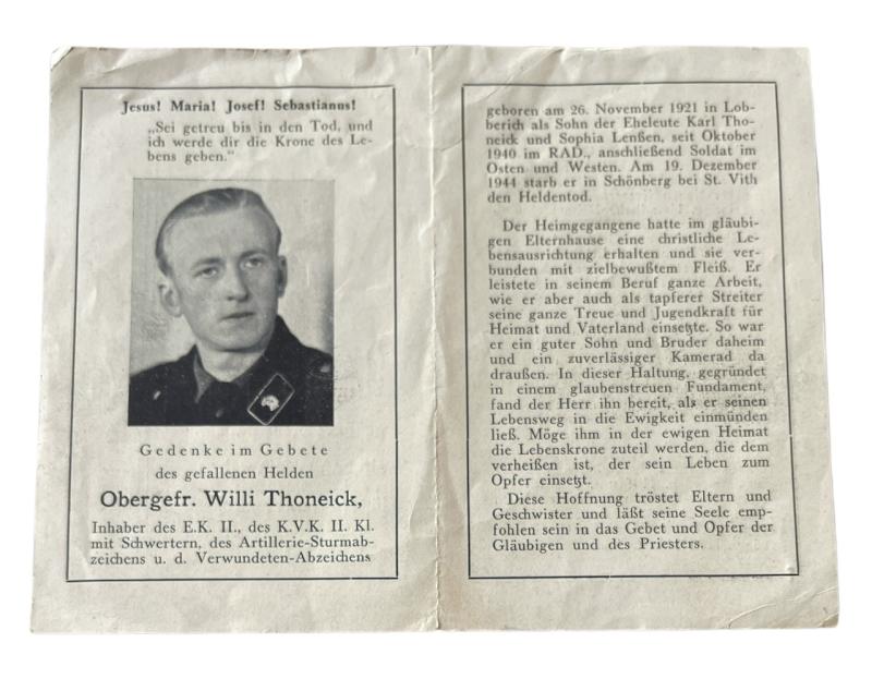 Death Notice Wehrmacht Panzer Soldier