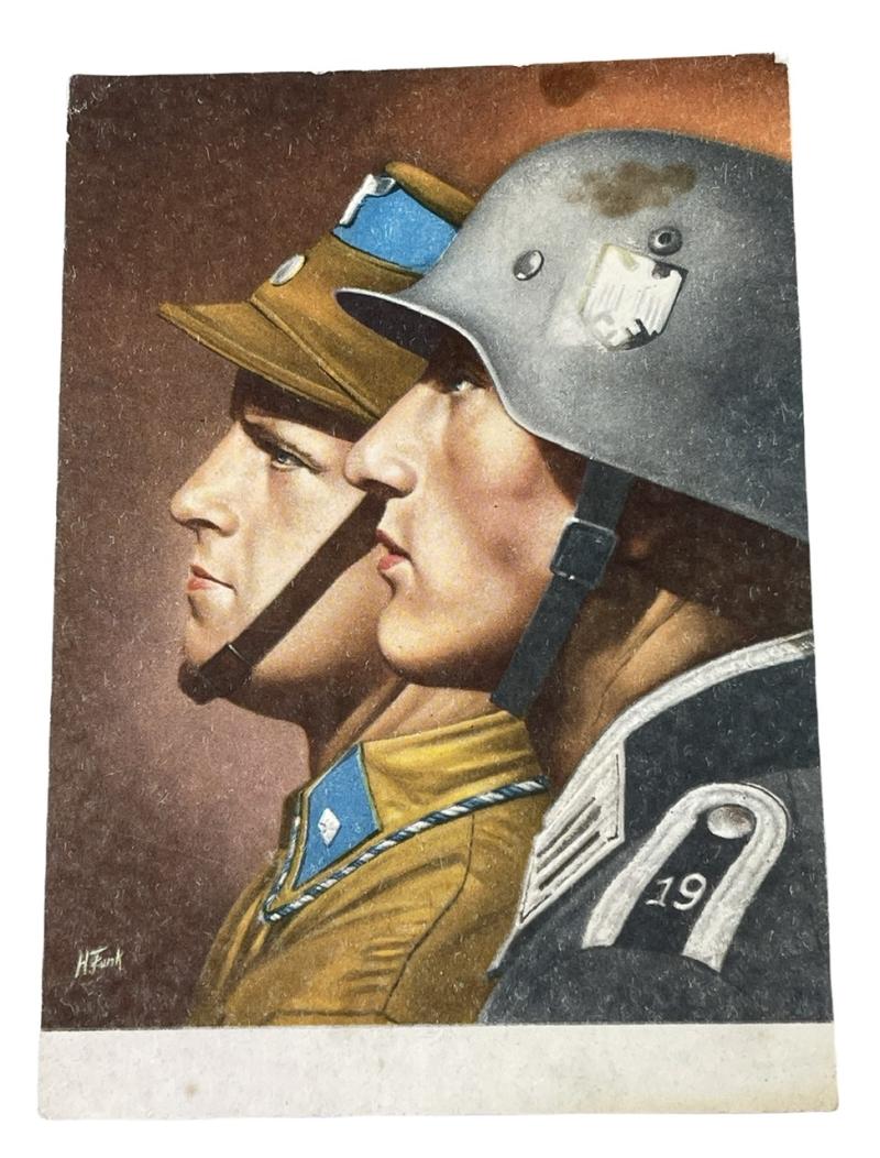 SA Mann & Wehrmacht Soldier Postcard