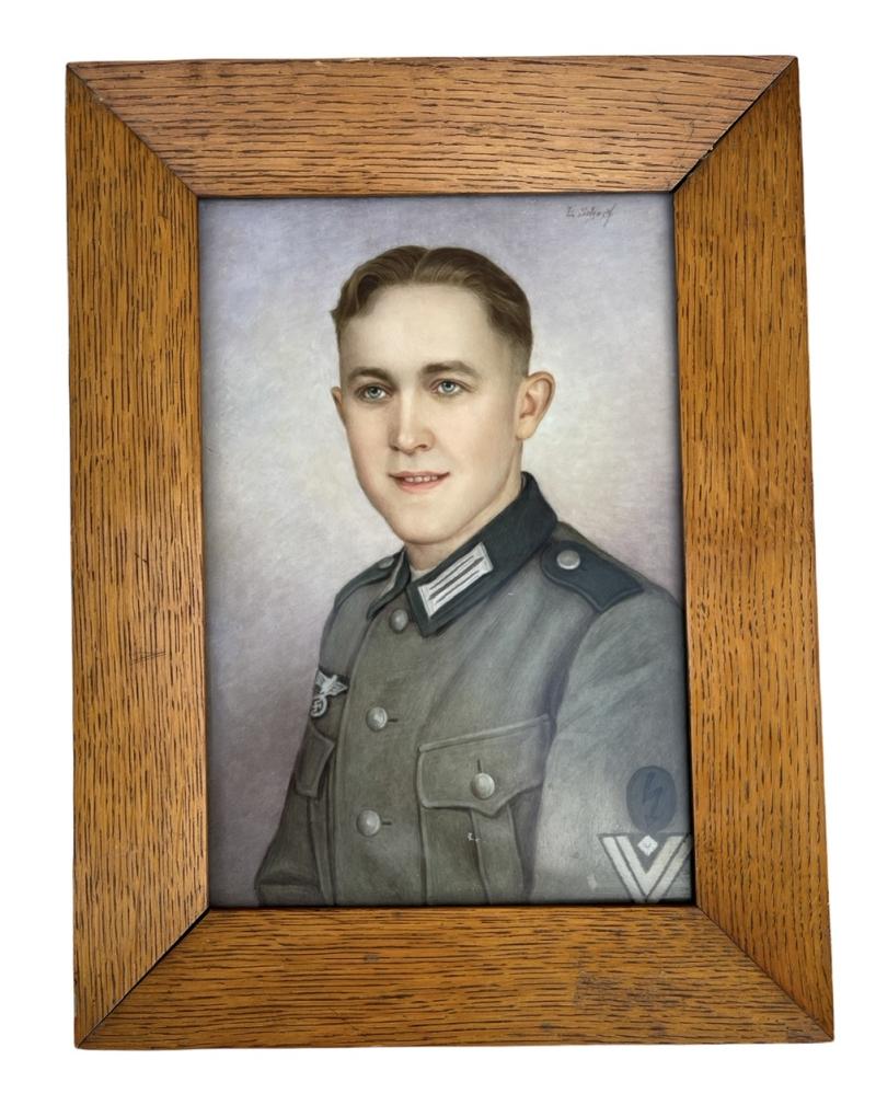 Wehrmacht Soldier framed Portrait from Porcelain