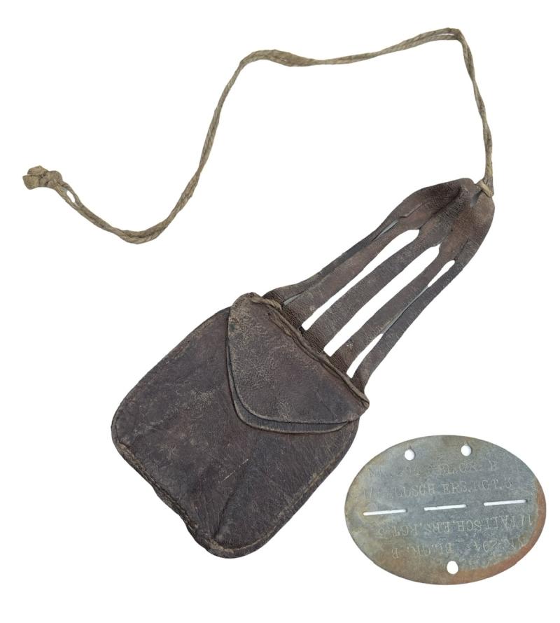 Fallschirmjäger E-Marke (Dog-Tag) in pouch