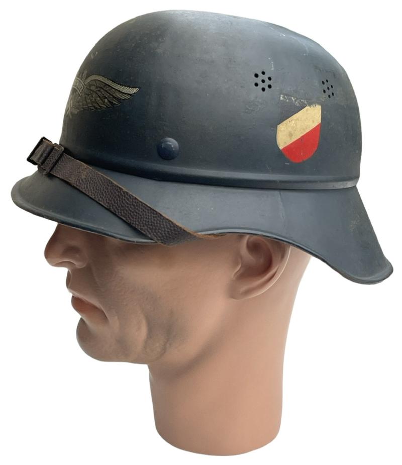 Luftschutz Gladiator Helmet with dubbel National Decal