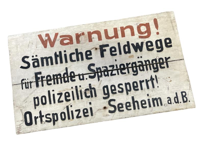 Wehrmacht (Polizei) wooden Warning sign