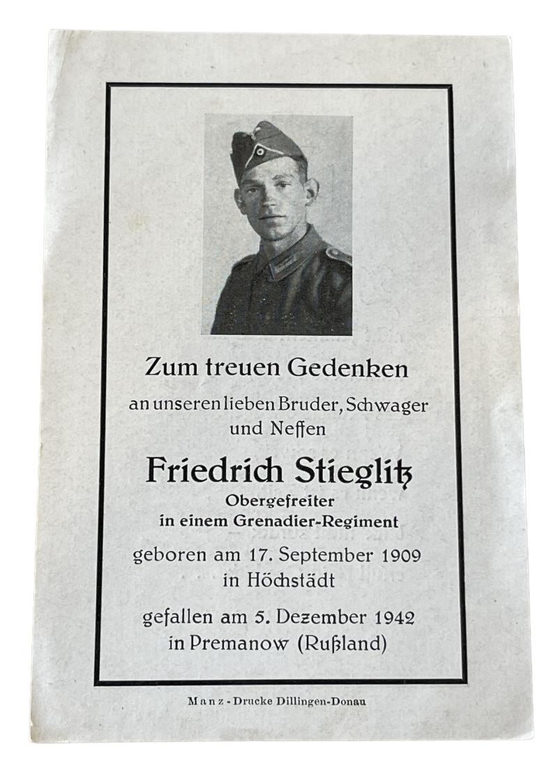 Death Notice Friedrich Stieglitz