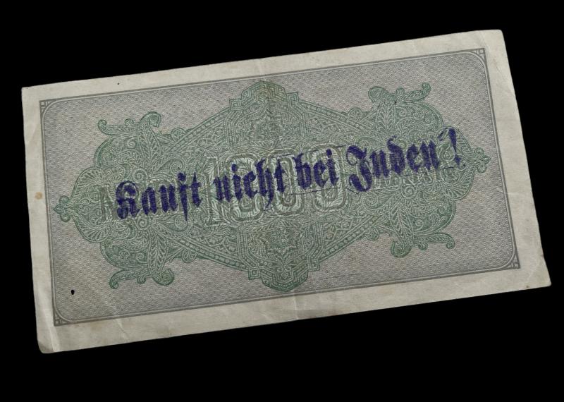 Third Reich Reichsmark Bank Note with anti Jew print