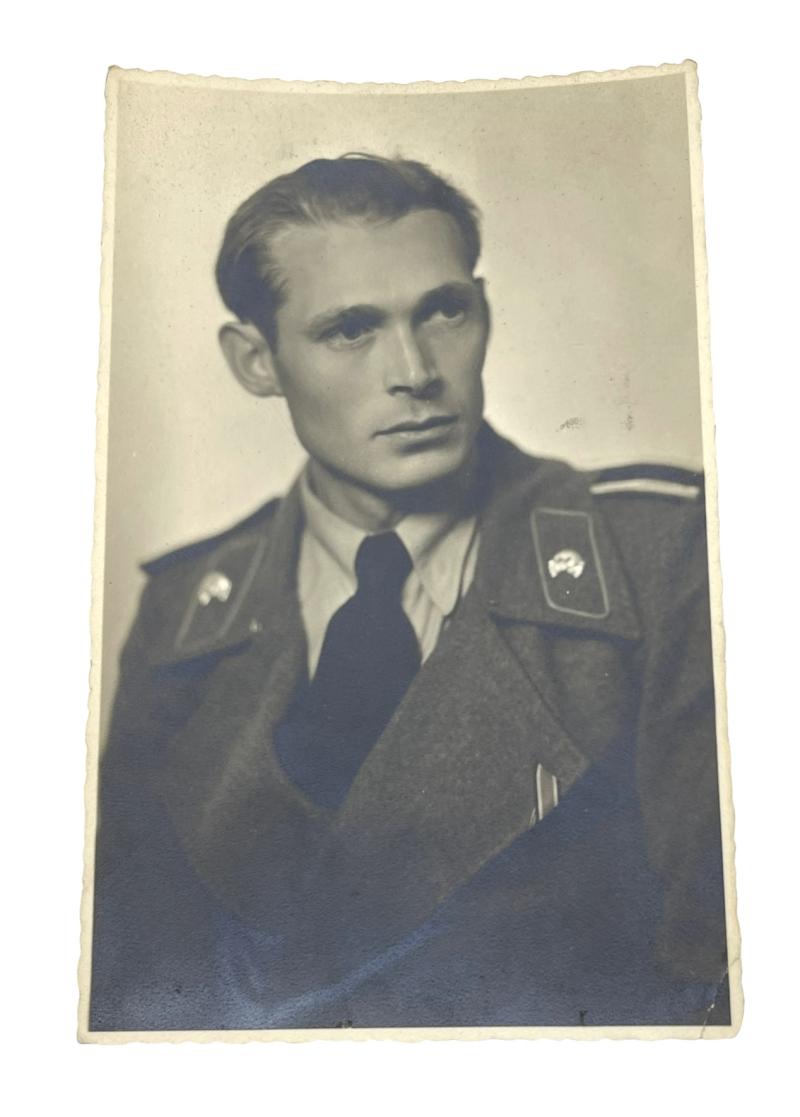 Postcard Portrait Photo Wehrmacht Panzer Soldier