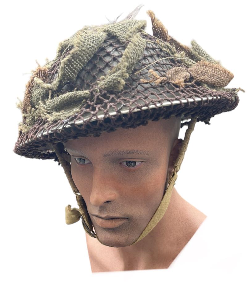 IMCS Militaria British WW2 Brodie Helmet with camo net with scrim