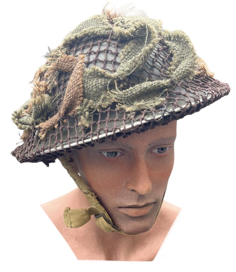 IMCS Militaria British WW2 Brodie Helmet with camo net with scrim