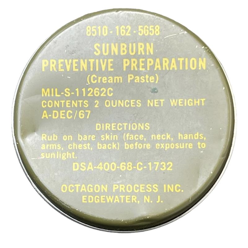 US Vietnam era Sunburn Cream in metal can