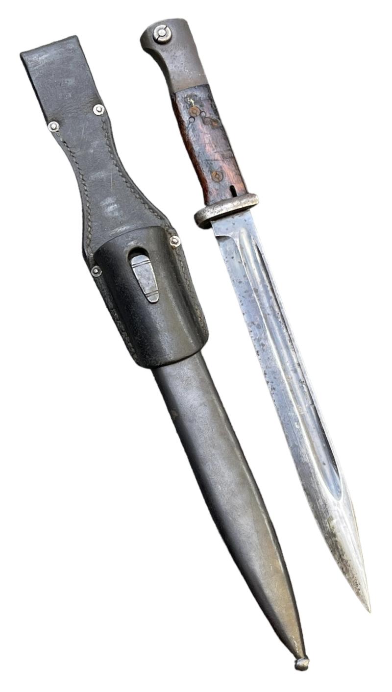 Commercial K98 Bayonet with leather Frog