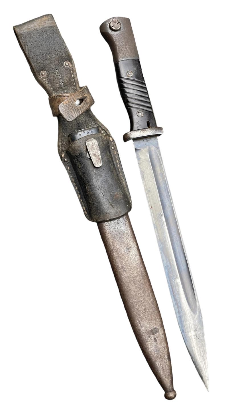 K98 Bayonet with leather Frog (Matching Numbers)