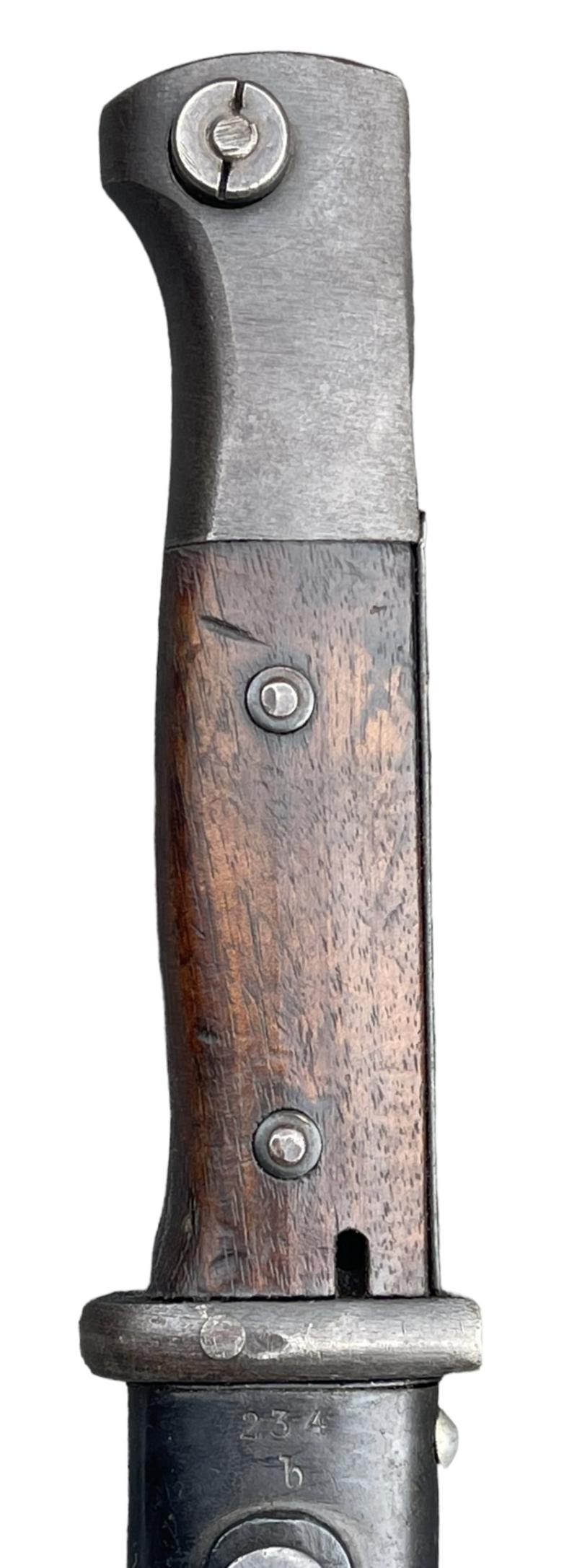 Late war Wehrmacht K98 Bayonet with rivets in the grips