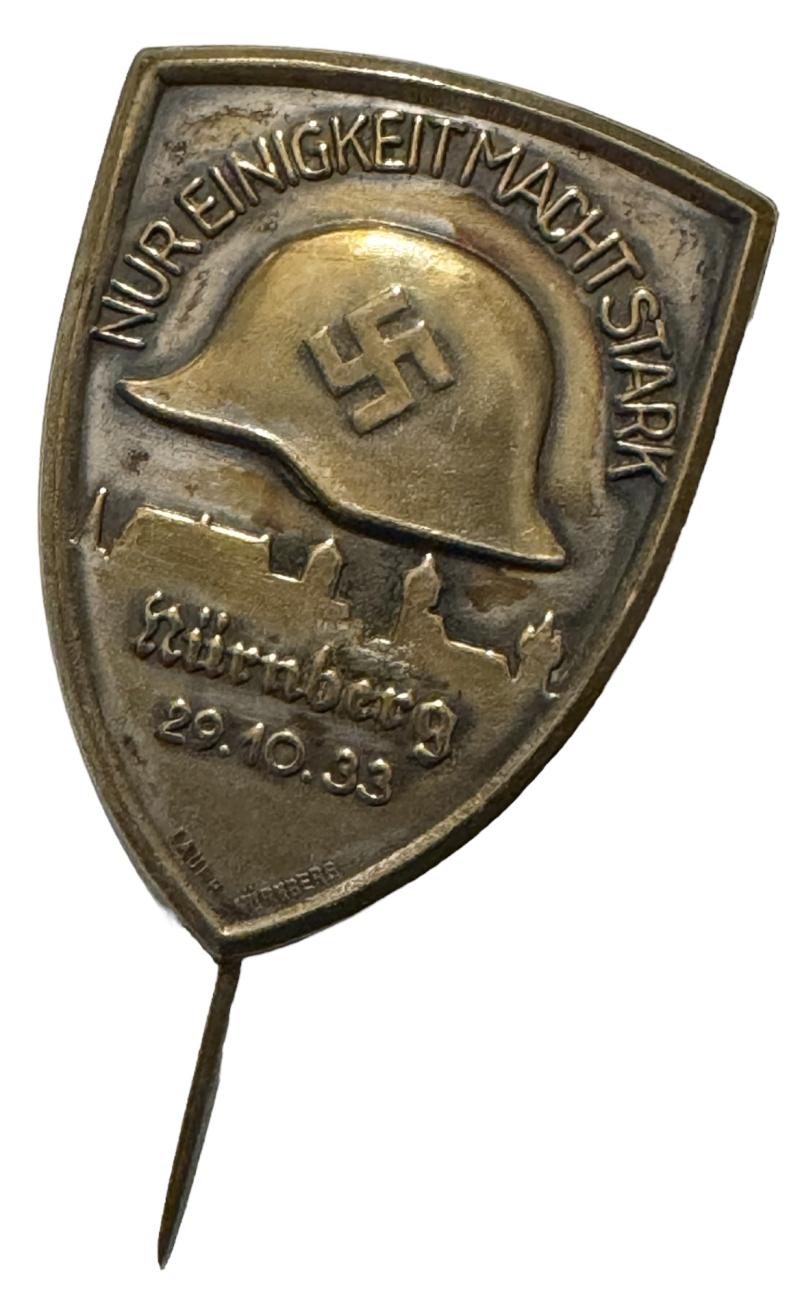 NSDAP Stickpin Nürnberg 29-10-1933