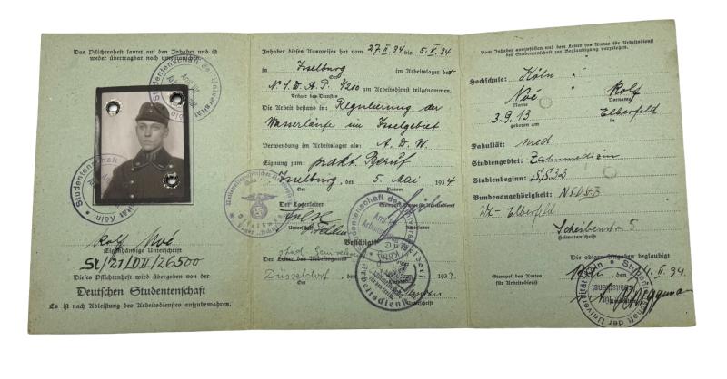 NSDAP Studenten Arbeidsdienst ID Document