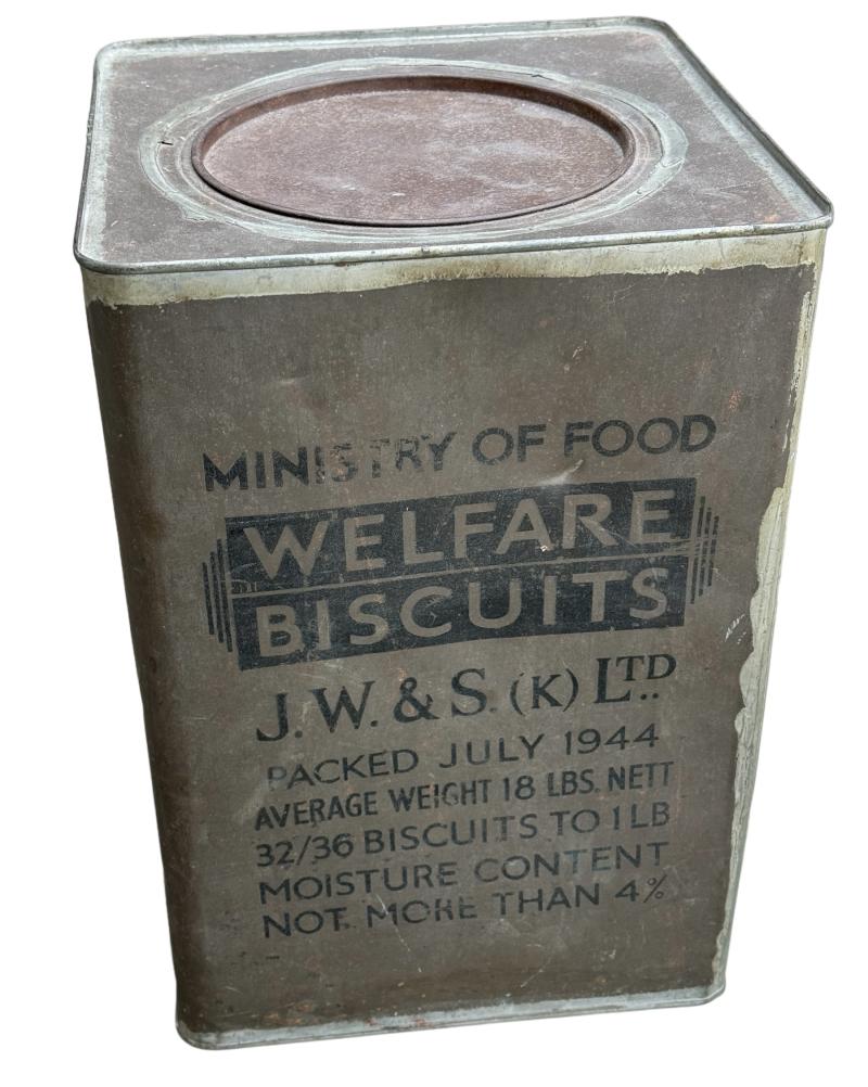British WW2 metal Wellfare Biscuits Can