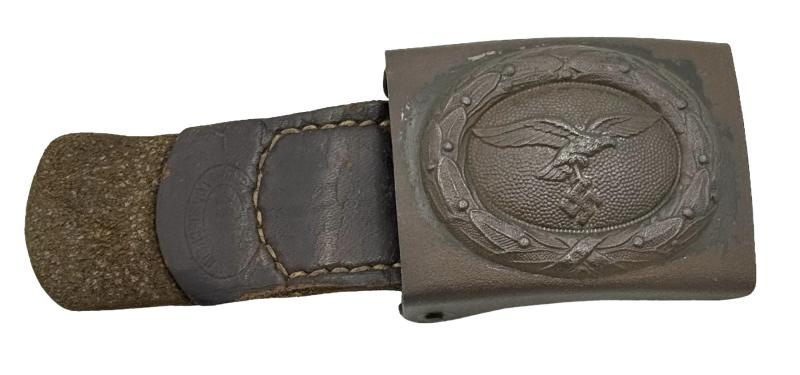 Luftwaffe steel Belt Buckle with leather Tab