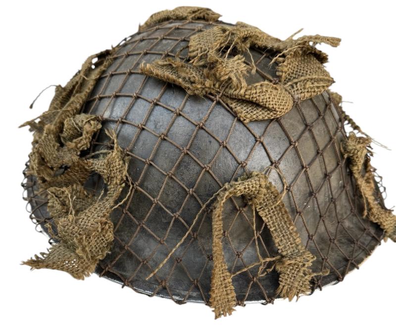 British WW2 Brodie Helmet with camo net