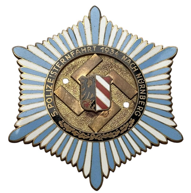 Enameled Car Badge Polizeisternfahrt nach Nürnberg 1934