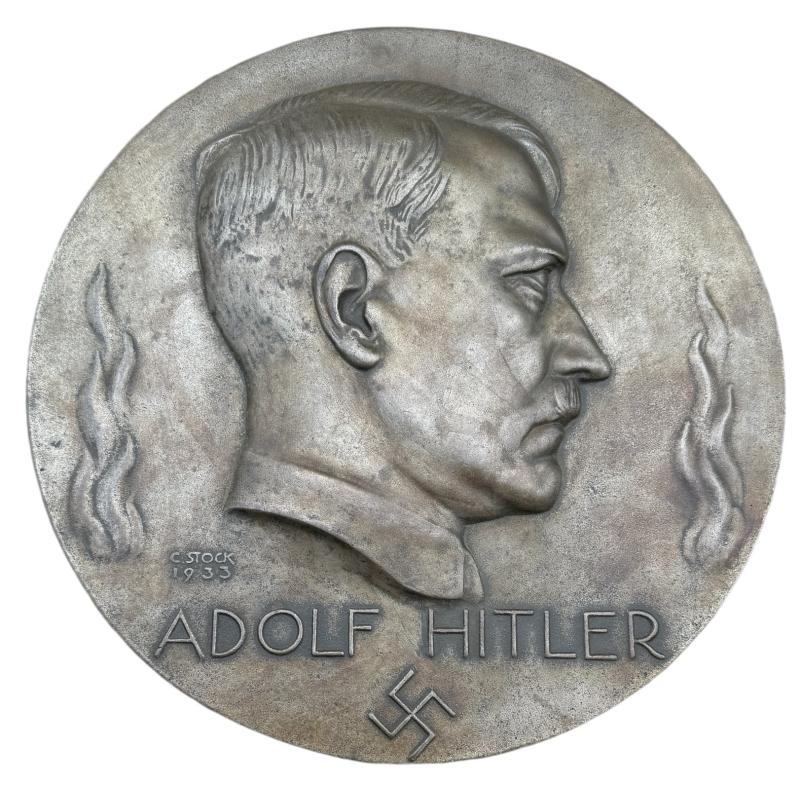 Big Adolf Hitler Plaque by C. Stock 1933