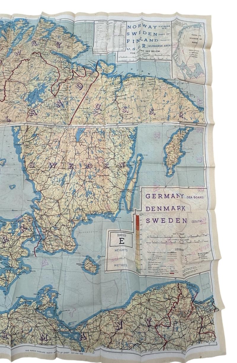 British/US WW2 Silk Escape Map Norway/Sweden