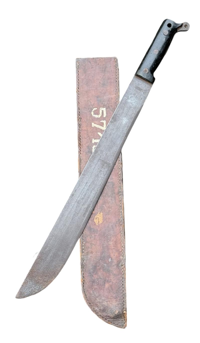 US WW2 Machete in leather Scabbard