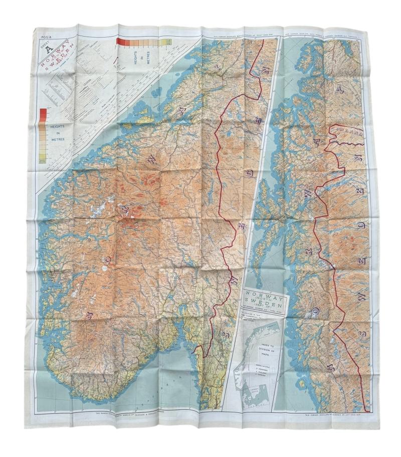 British/US WW2 Silk Escape Map Norway/Sweden