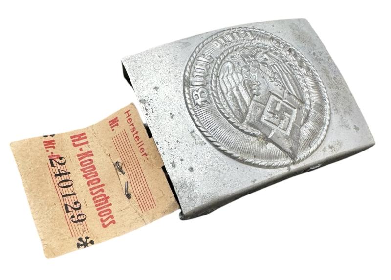 Hitler-Jugend Belt Buckle with paper RZM Tag