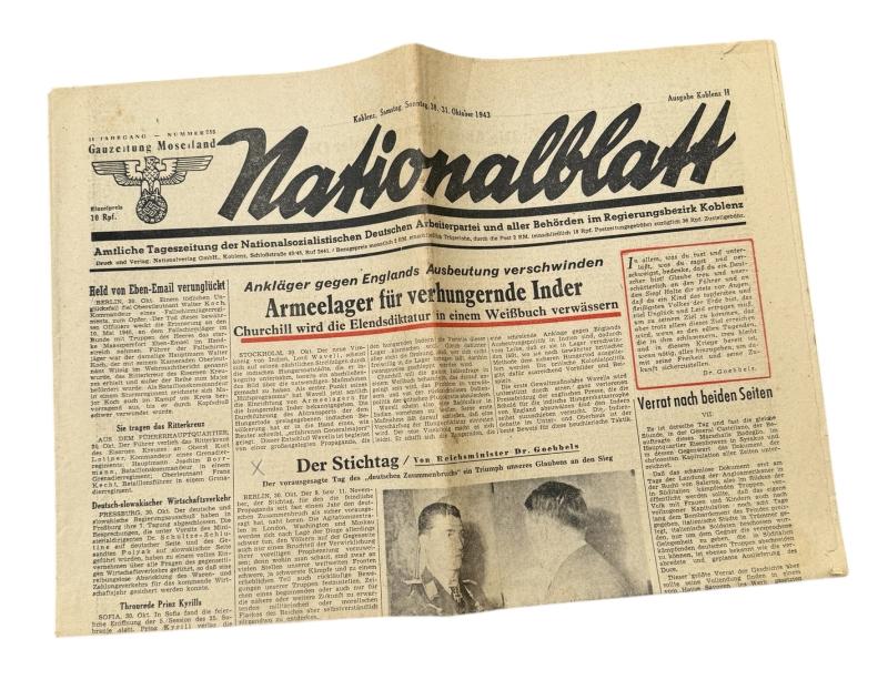 German Third Reich Newspaper Nationalblatt