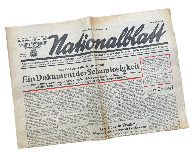 German Third Reich Newspaper Nationalblatt