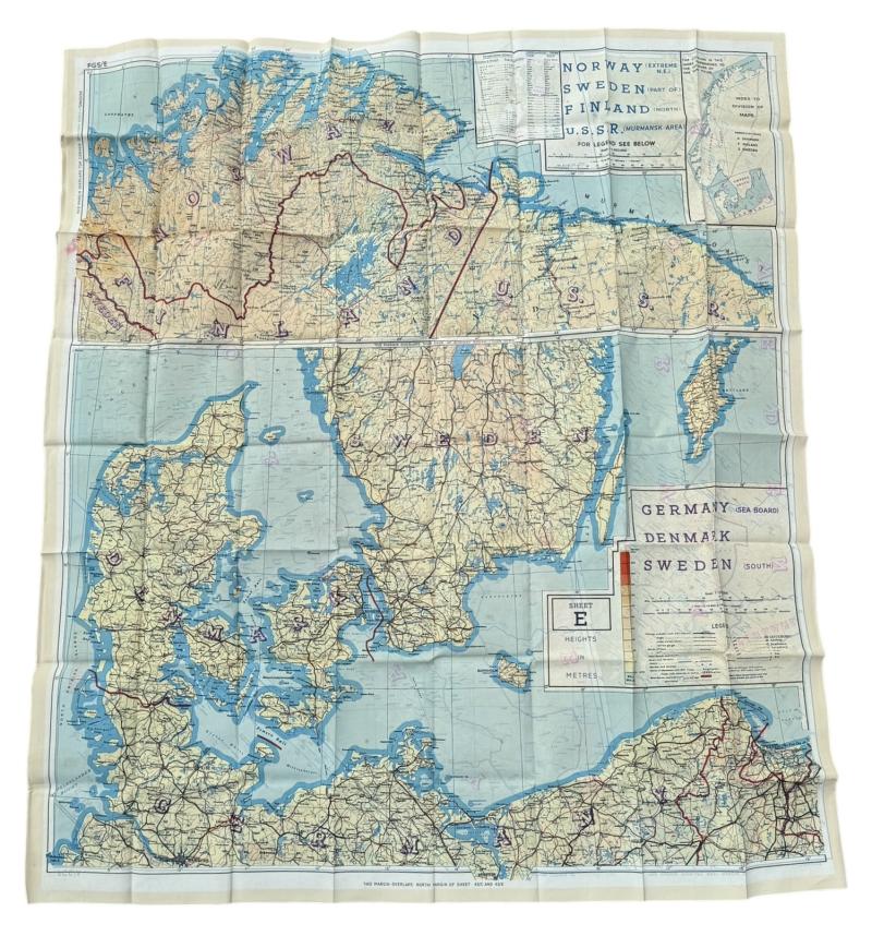 British/US WW2 Silk Escape Map Norway/Sweden