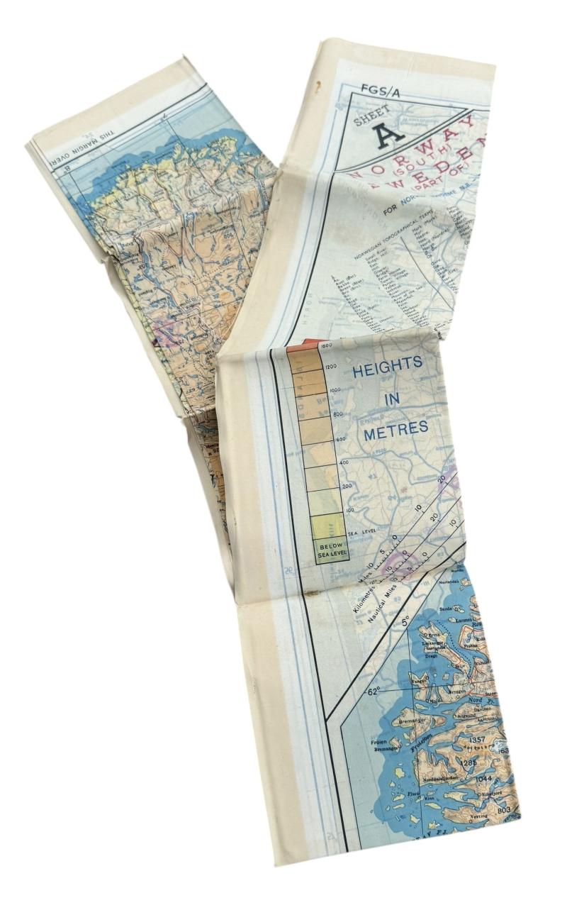 British/US WW2 Silk Escape Map Norway/Sweden
