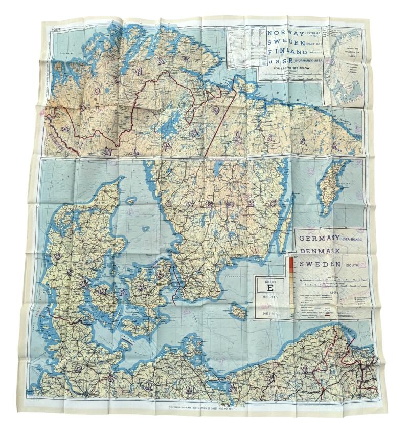 British/US WW2 Silk Escape Map Norway/Sweden