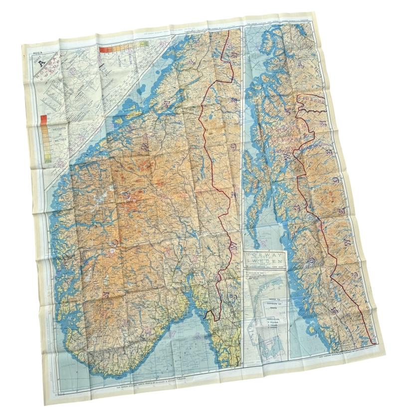 British/US WW2 Silk Escape Map Norway/Sweden