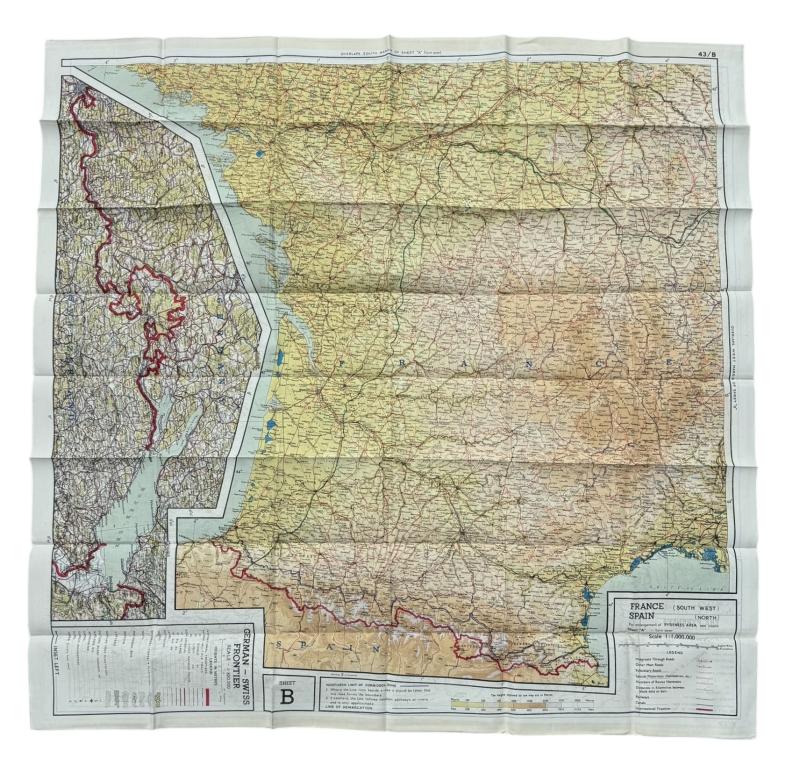 British/US WW2 Silk Escape Map
