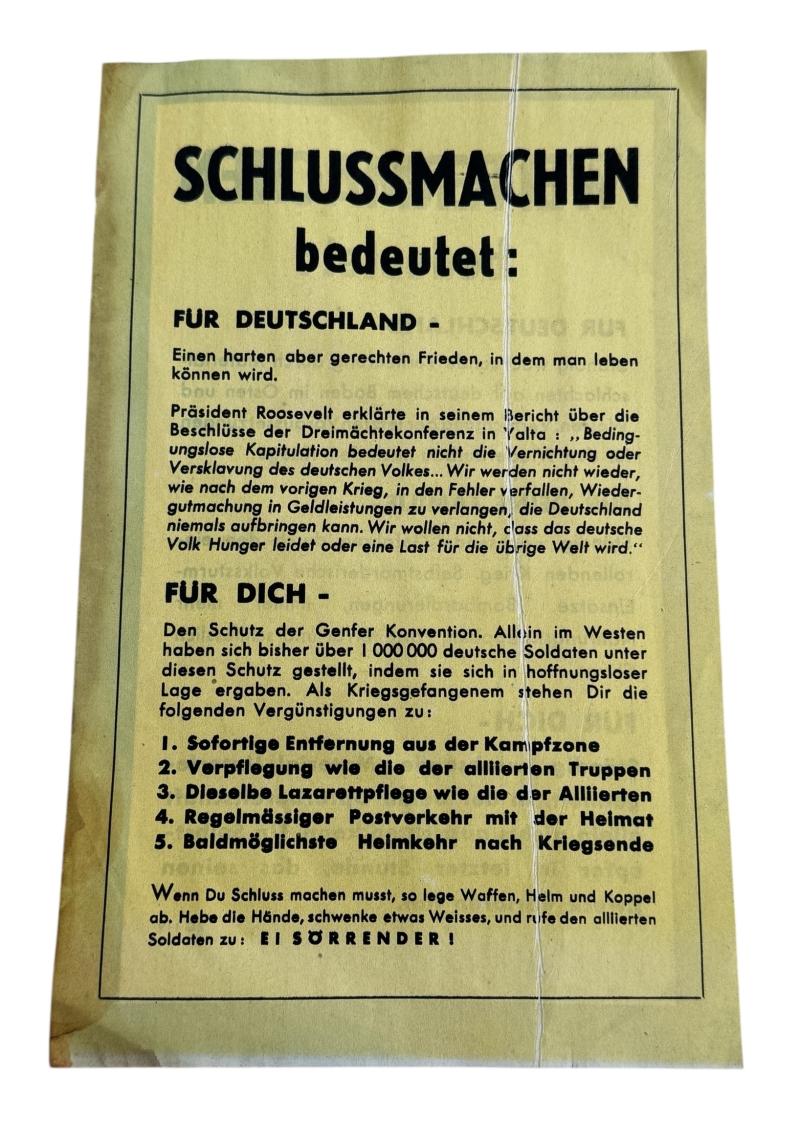 Allied to Germany Flyer “Schlussmachen-Weitermachen