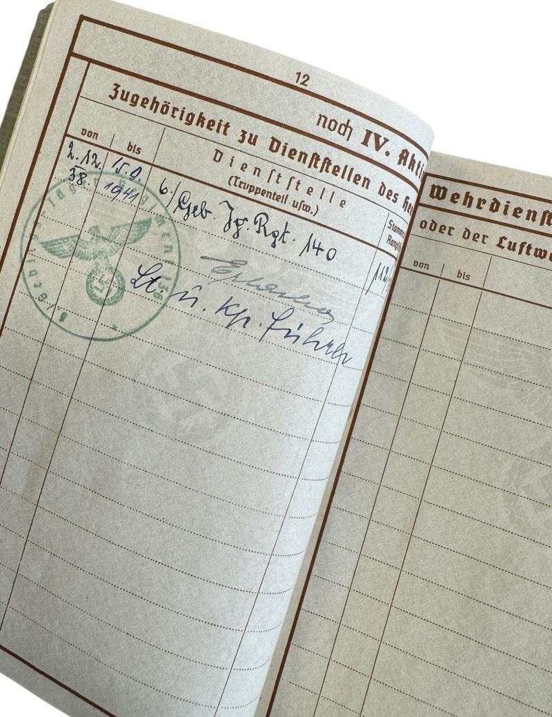 Wehrpass Gebirgsjäger Regt. 140 (KIA)