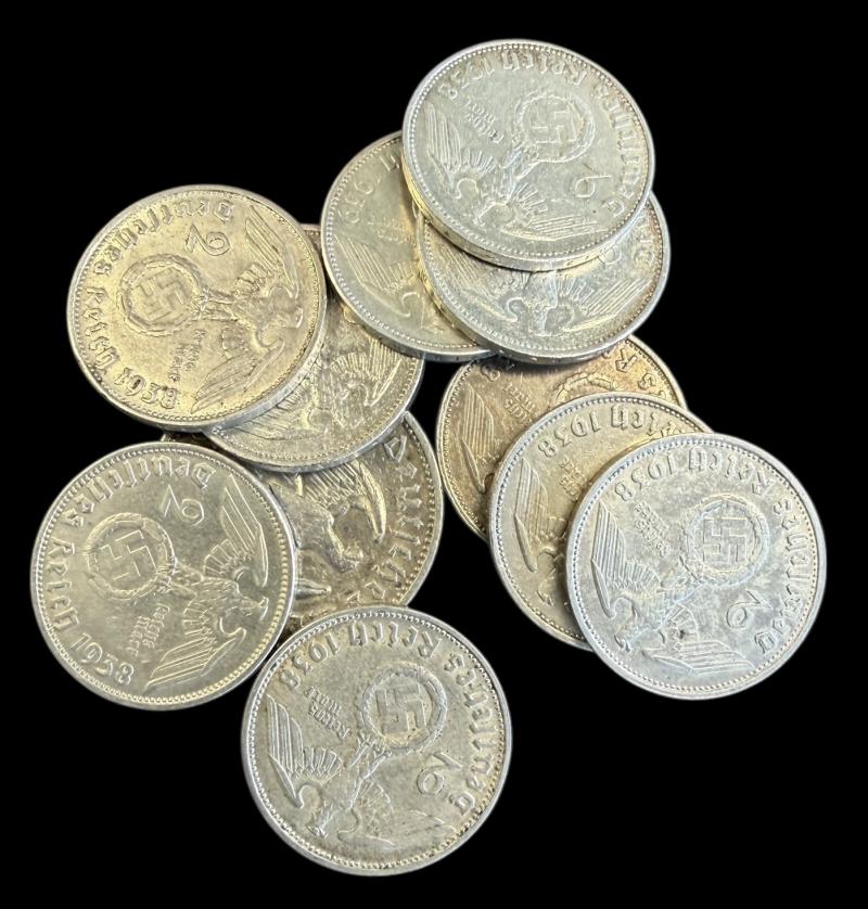11x Silver Deutsche Reichsmark Coins