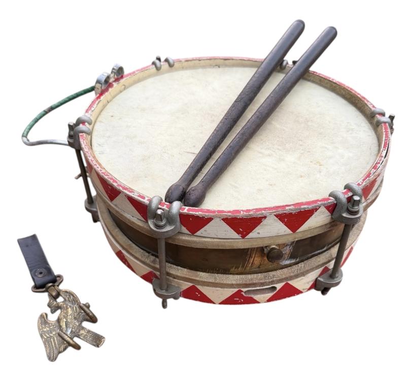 Hitler-Jugend Drum with Belt Hook and Drumsticks