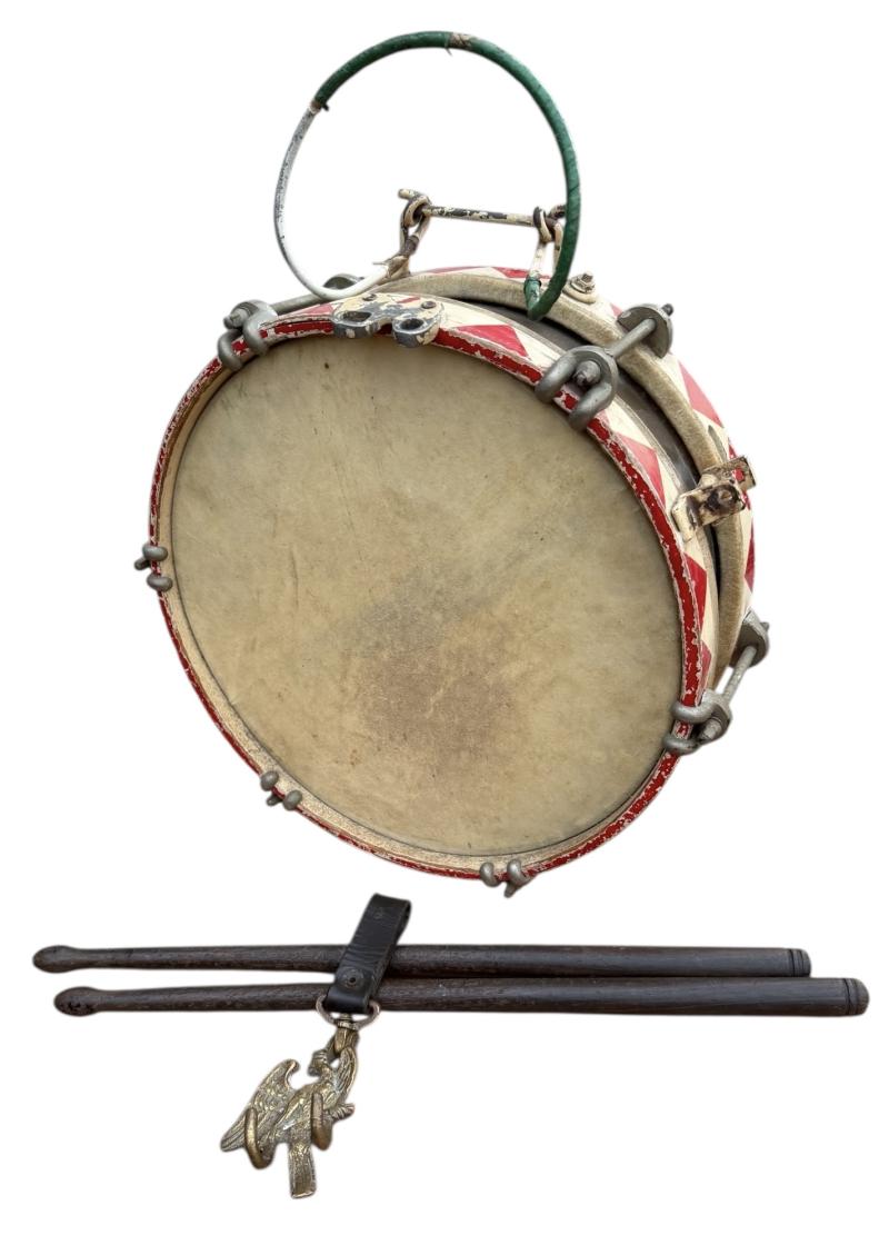 Hitler-Jugend Drum with Belt Hook and Drumsticks