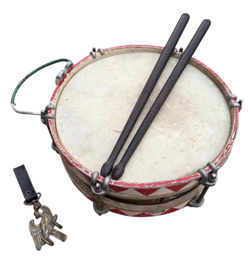 Hitler-Jugend Drum with Belt Hook and Drumsticks