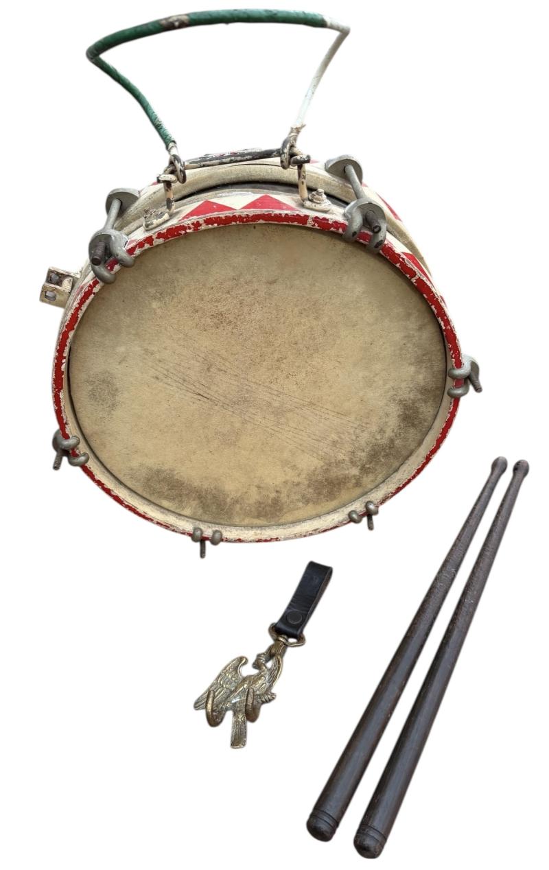 Hitler-Jugend Drum with Belt Hook and Drumsticks