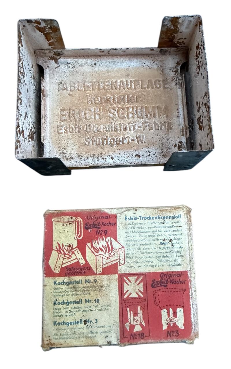 Wehrmacht Esbit Cooker with original Fuel Blok Packaging