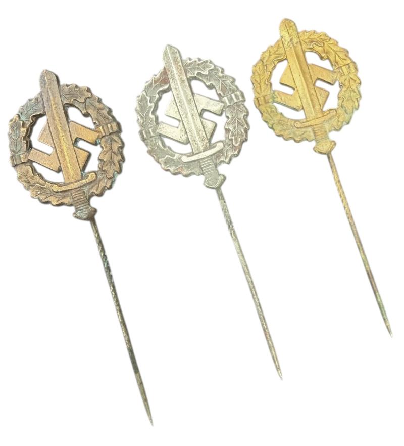 3 SA Sport Badge Stick Pins “Bronze Silver & Gold”