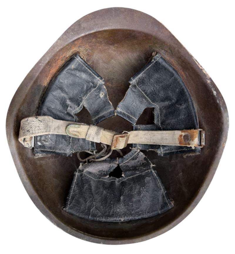 Soviet WW2 SSH40 Helmet with combat damage